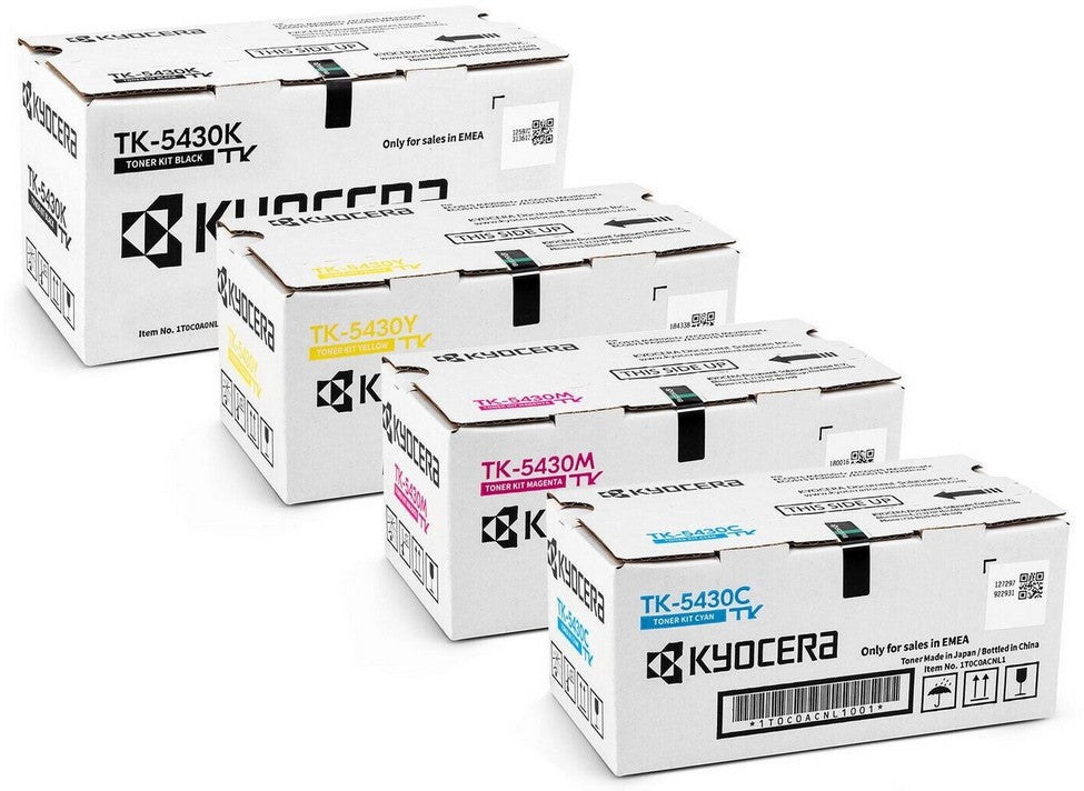 Original Kyocera TK-5430 Toner Set 8 B2B - Hochwertige Druckqualität in verschiedenen Farbkartuschen.