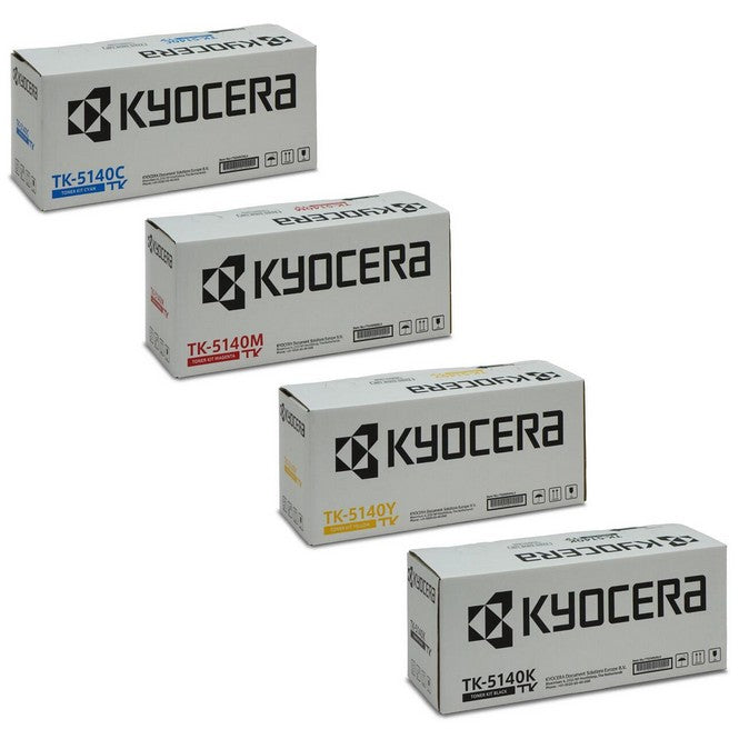 Kyocera TK-5140 Toner Set - 2X Original B2B Ersatzpatronen, vier Tonerkartons in Blau, Magenta, Gelb und Schwarz.